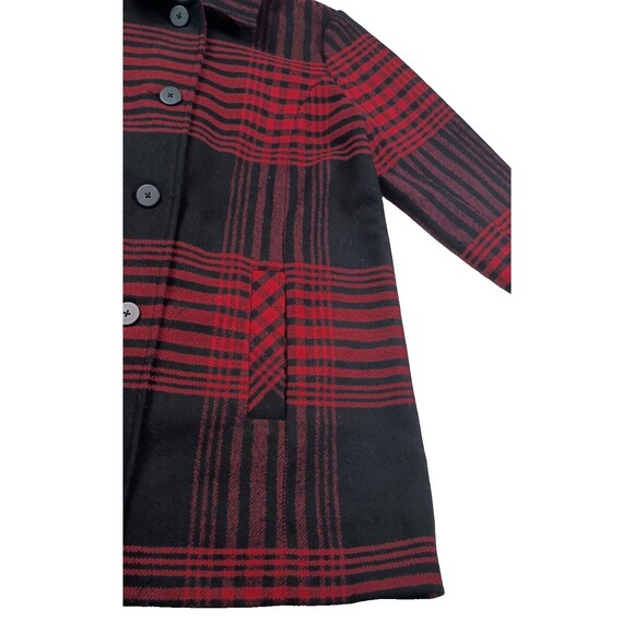 J Jill Buffalo Plaid Peacoat Wool Size Small Black & Red Winter Jacket Holiday - Picture 7 of 14